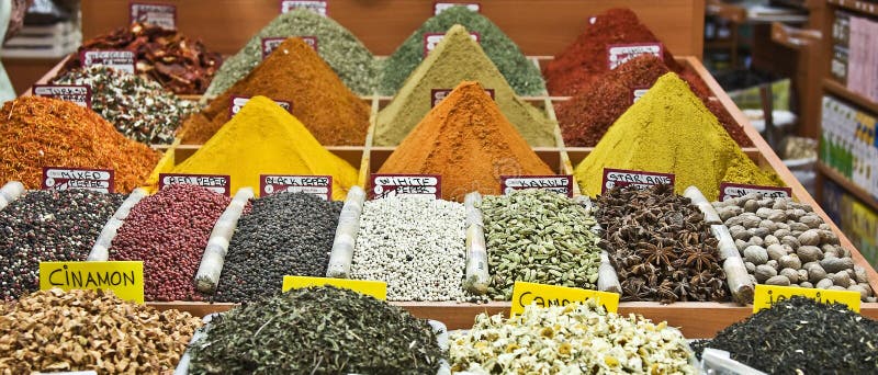 Colorful spices on the market