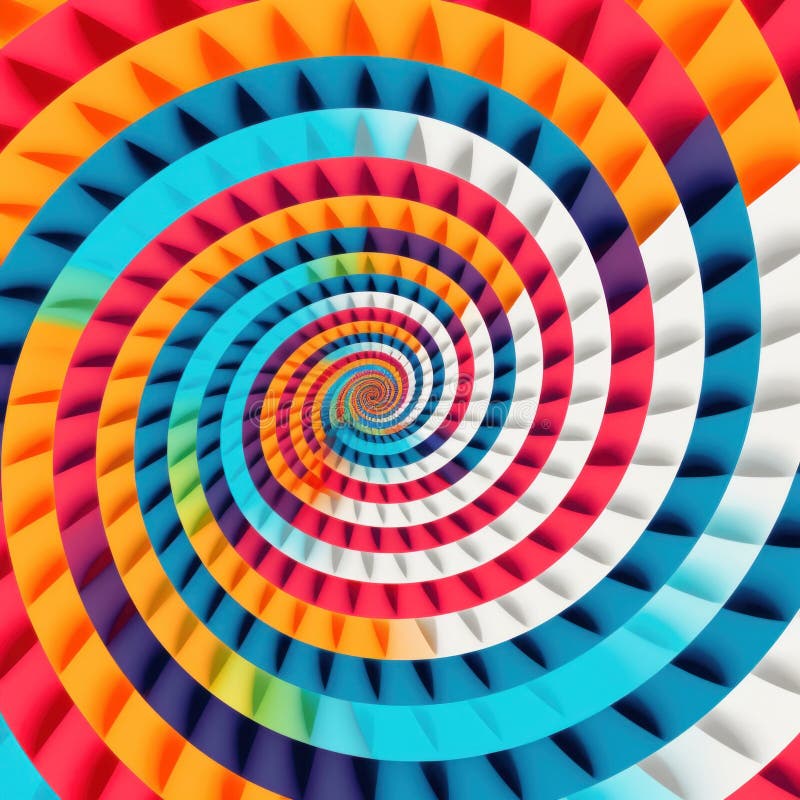 A colorful spiral design with many colors. Generative AI image. stock illustration