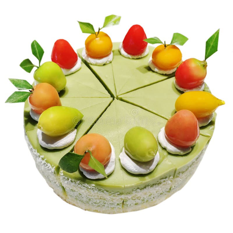 Colorful sponge cake with pandan layer sweet cake isolated on white stock images Colorful sponge cake with pandan layer sweet cake isolated on white stock images