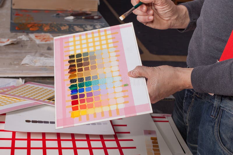 Colorful Squares Artist Creating Artwork Stock Image Image of