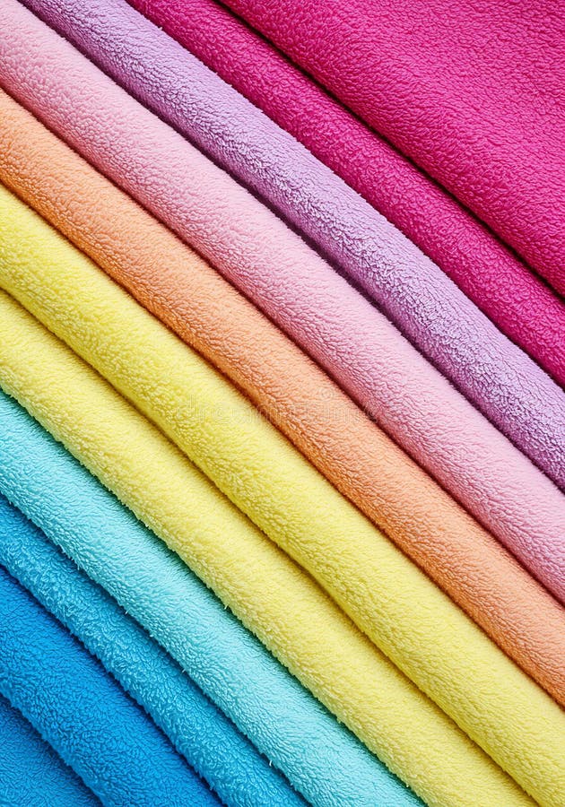 Colorful Stack of Soft Towels in Rainbow Gradient for Background vector illustration