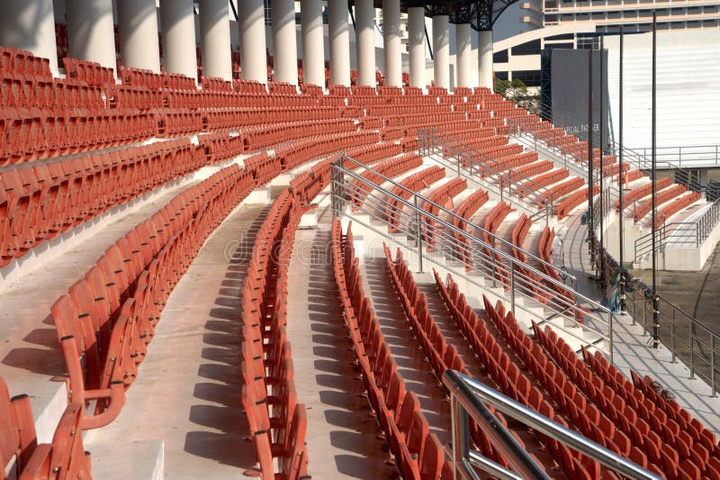 Colorful of Stadium Seats in Background. Stock Photo - Image of