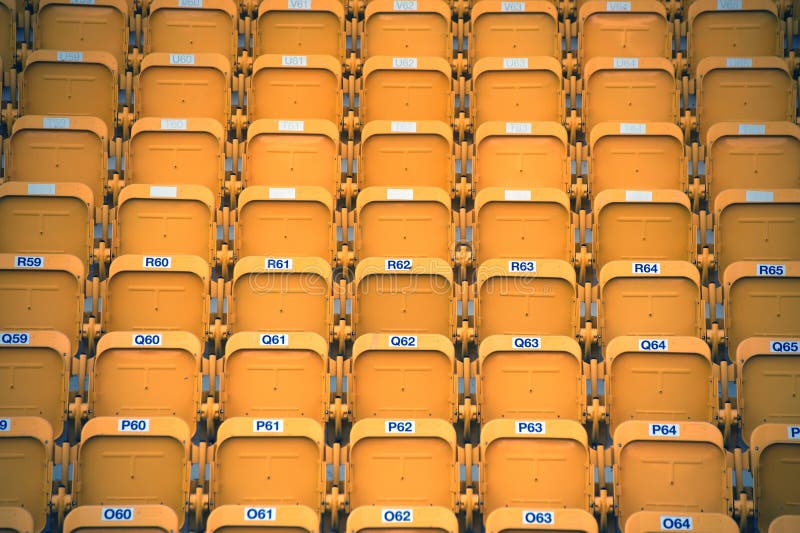 Colorful of Stadium Seats in Background. Stock Image - Image of