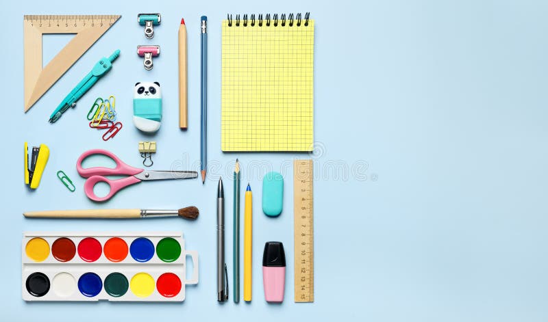 https://thumbs.dreamstime.com/b/colorful-stationary-school-supplies-blue-background-space-text-flat-lay-back-to-template-copy-252099859.jpg