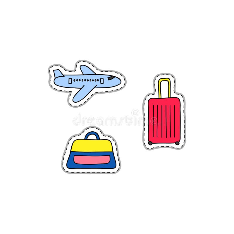 Travel bags stickers and patches collection Vector Image