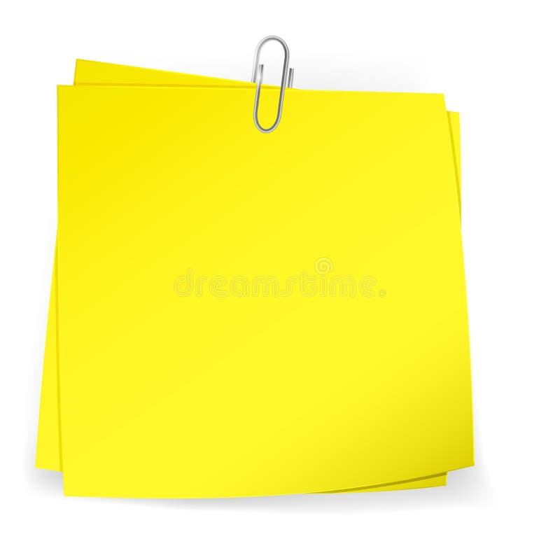 Colorful sticky notes attached with metallic paper clip royalty free illustration
