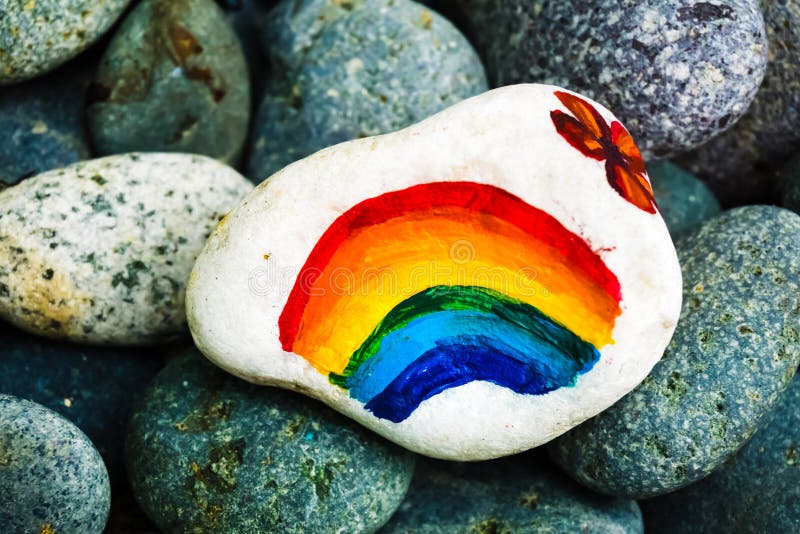 Stone painting - Rainbow Colors royalty free stock photography Stone painting - Rainbow Colors royalty free stock photography
