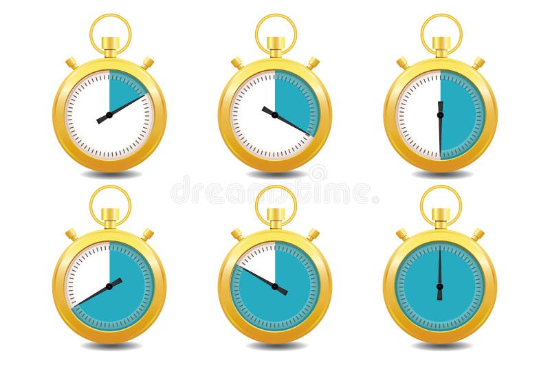 Colorful Stopwatches Gold Icon Set Stock Vector Illustration of