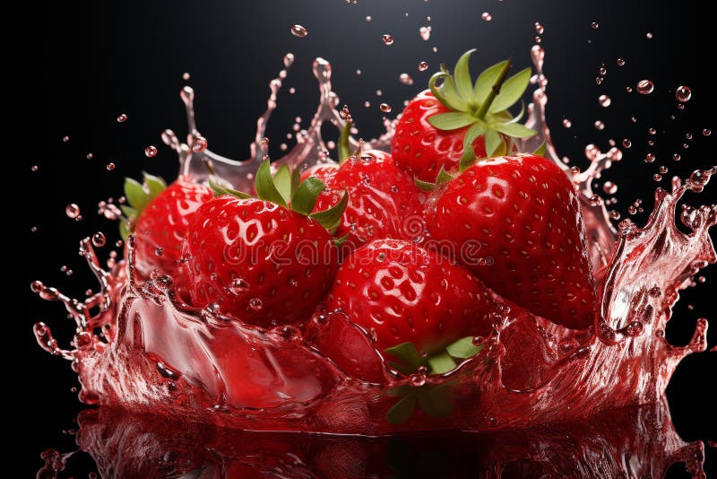 Colorful strawberry splash photo stock illustration