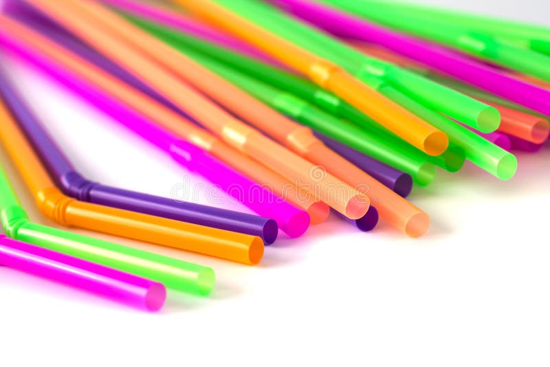 Colorful Straws For Drinks Isolated On White Background Stock Photo