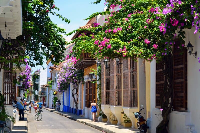 Colorful streets in Cartagena Colombia stock image Colorful streets in Cartagena Colombia stock image