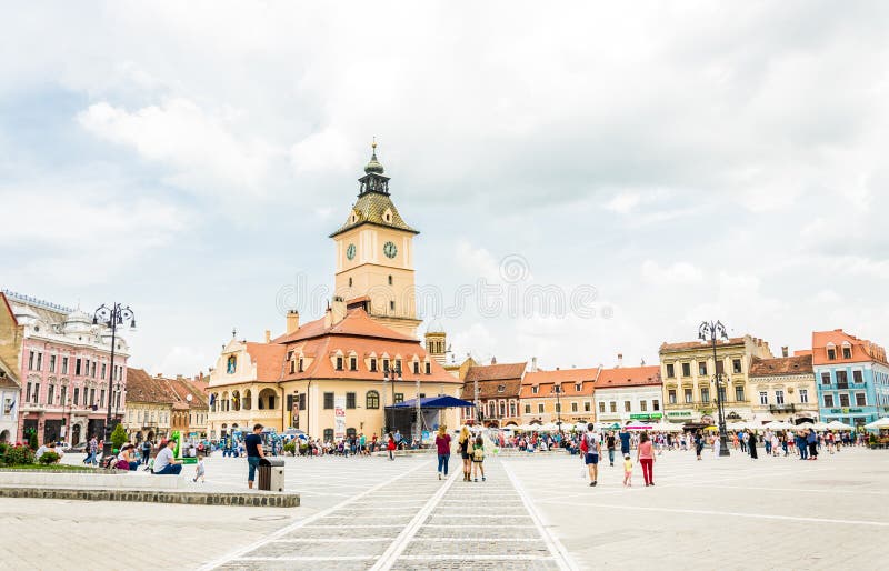 Colorful streets and squares of the medieval European city of Brasov in Romania royalty free stock photo Colorful streets and squares of the medieval European city of Brasov in Romania royalty free stock photo