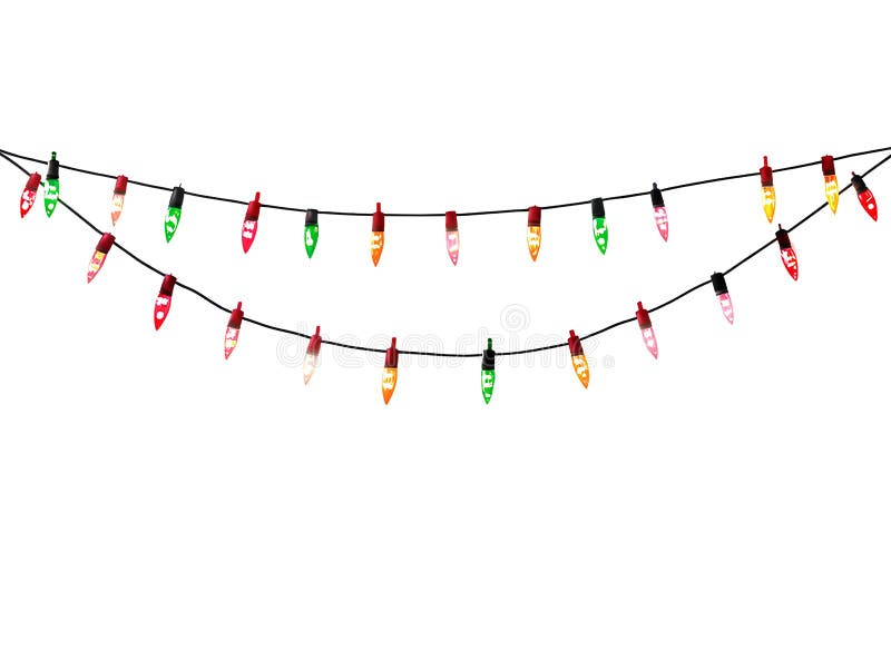 Colorful String Lights Isolated on White stock photos