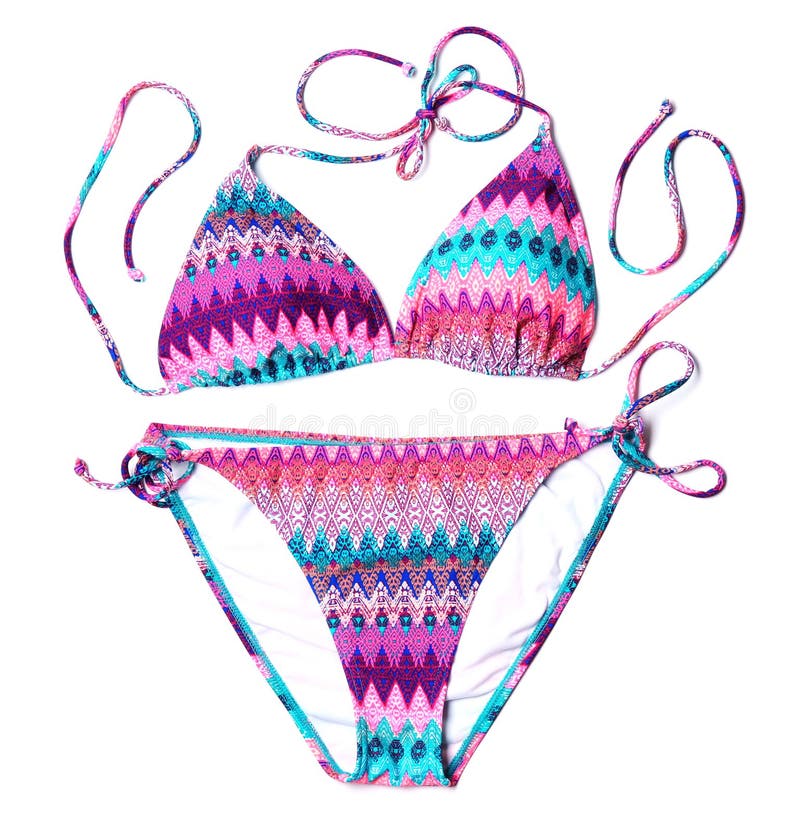 Colorful Stylish Bikini on White Background Stock Image Image of