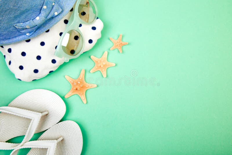 Colorful summer female fashion outfit. Beach, vacation, travel concept stock photography Colorful summer female fashion outfit. Beach, vacation, travel concept stock photography
