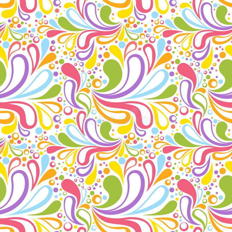 Colorful summer seamless pattern with floral curve