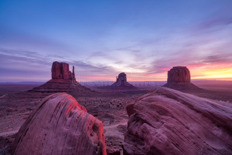 Colorful sunrise landscape view at Monument valley national park