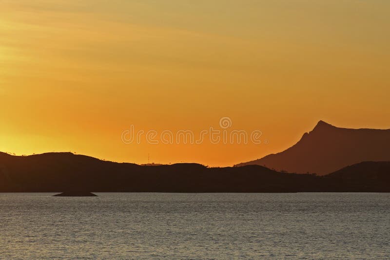 Colorful sunset over the norwegian sea