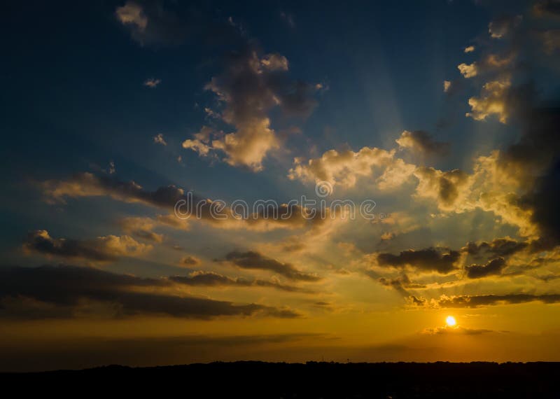 Colorful Dramatic Sunrise With Clouds Sky Bright Horizon Burning Skies