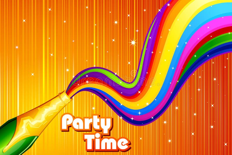 Colorful swirl coming out of Champagne Bottle vector illustration