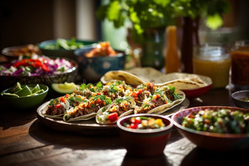 Vistoso o próximo tradicional mexicano platos ser servimos sobre el fiesta.