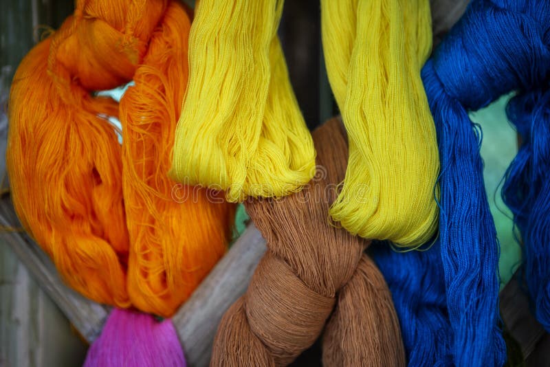 Colorful Thai Cotton Thread, Textile Industry Concept Stock Photo