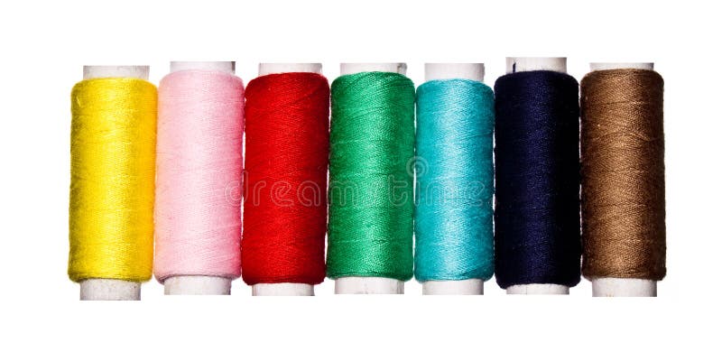 Colorful thread spools stock images