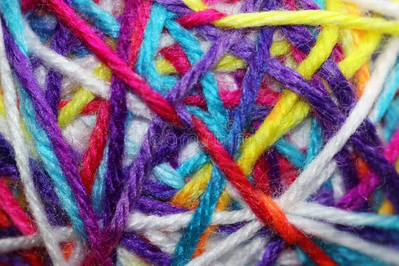 Wool Threads Mixed Together Stock Image - Image of crisscross