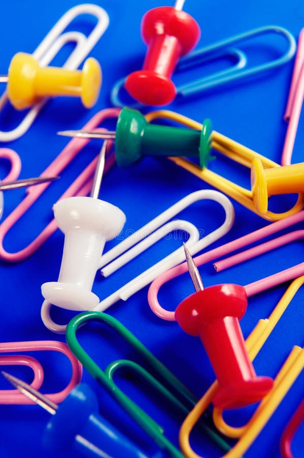 Colorful Thumbtacks and Paperclips