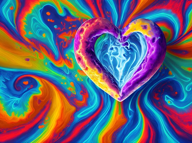 Colorful Tie Dye Rainbow Heart Background Stock Illustration ...
