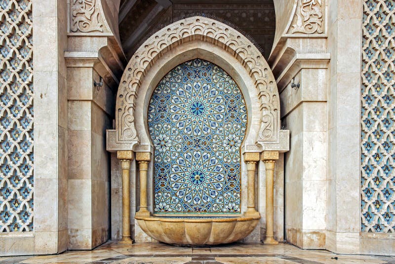 Colorful tiles on wall at Hassan II Mosque