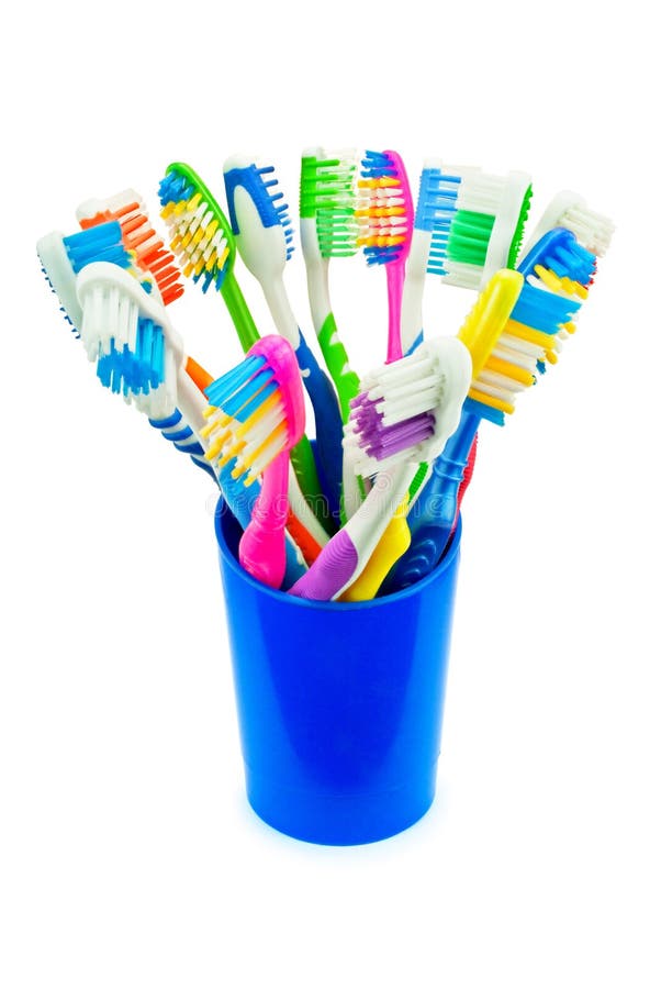 Toothbrushes in cup stock image. Image of clean, cool 2802877