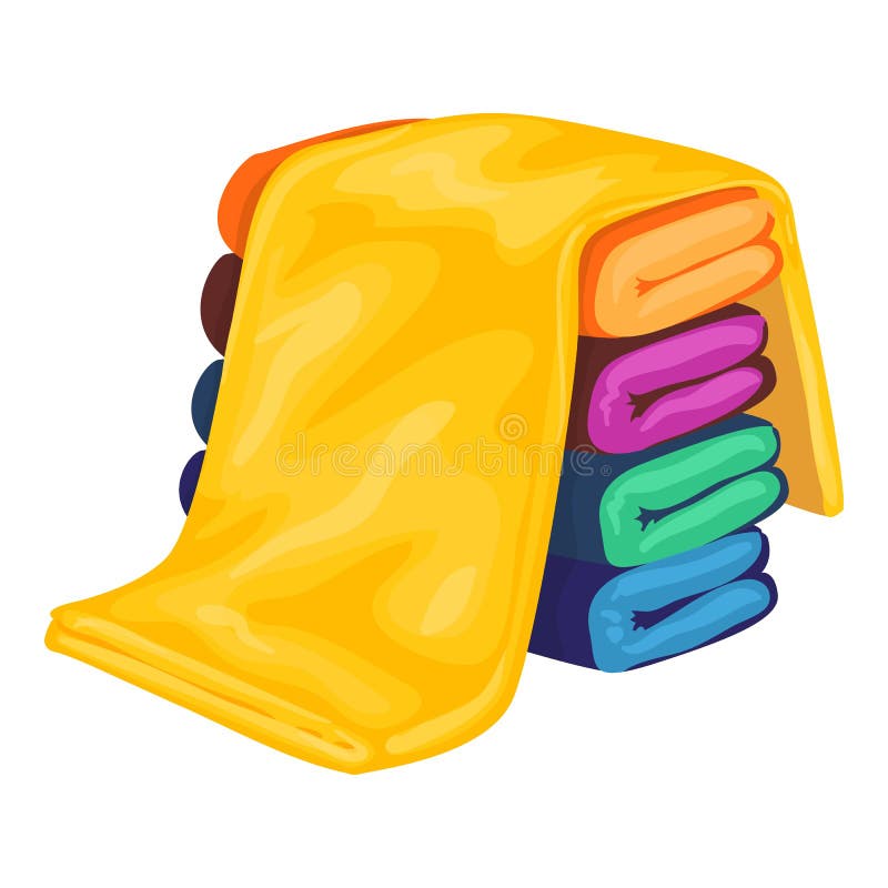 Colorful Towel Stack Icon, Cartoon Style Stock Vector Illustration of
