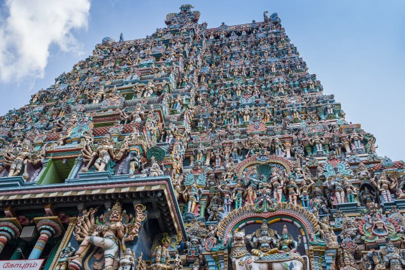 Colorful tower of Meenakshi Amman Temple in India