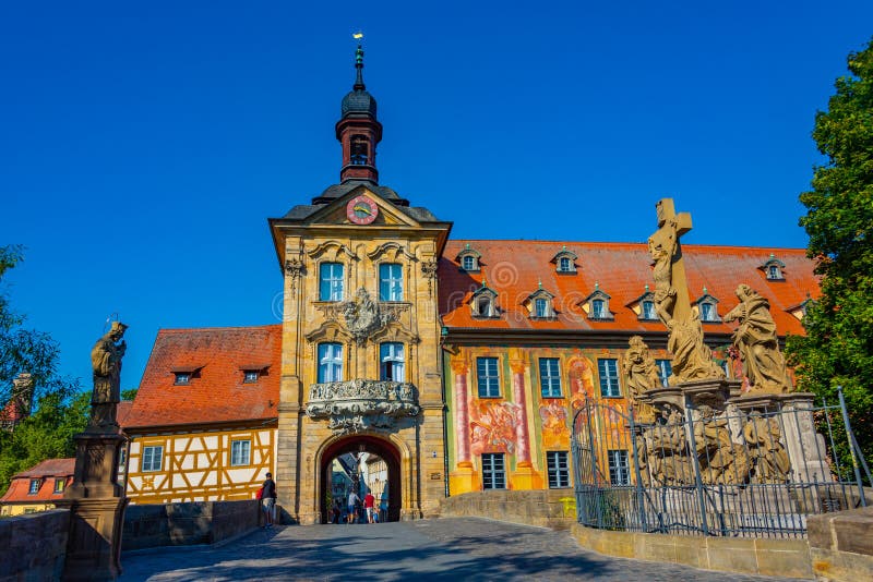 Colorful Town Hall in German City Bamberg Stock Image Image of house