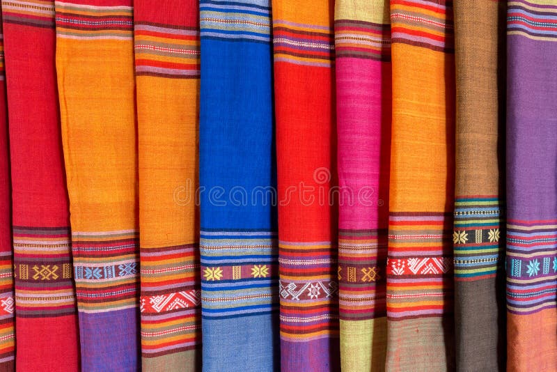 Colorful traditional Vietnamese textile, fabric royalty free stock photography Colorful traditional Vietnamese textile, fabric royalty free stock photography
