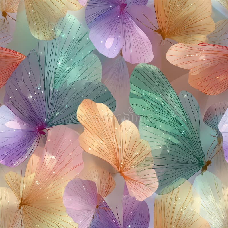Colorful Transparent Butterflies in a Soft Dreamy Background vector illustration