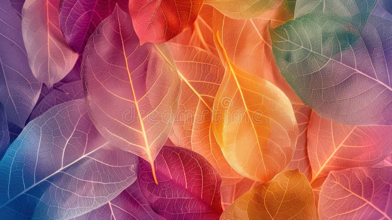 Colorful Transparent Leaves Background for Nature and Design royalty free illustration