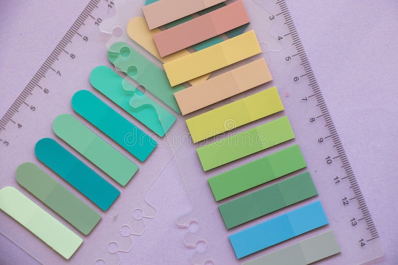 Colorful transparent rulers on a light background royalty free stock photos
