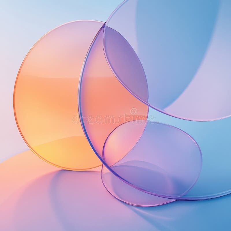 Colorful Transparent Shapes with Soft Light Effects stock photo
