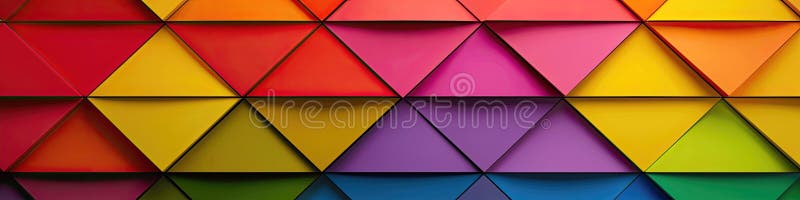 A colorful triangle pattern with a rainbow of colors stock image