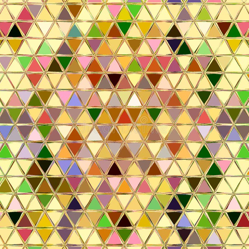 Colorful Triangles Mosaic Continuous Pattern for Print or Wallpaper