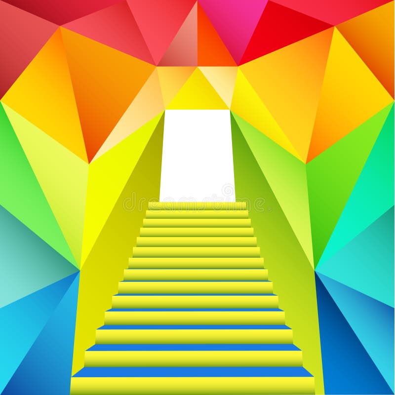 Colorful triangular design with staircase gate