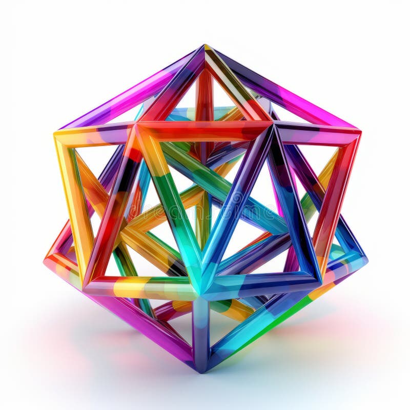 Colorful Triangular Object: Metallic Etherialism In Tesseract Style vector illustration