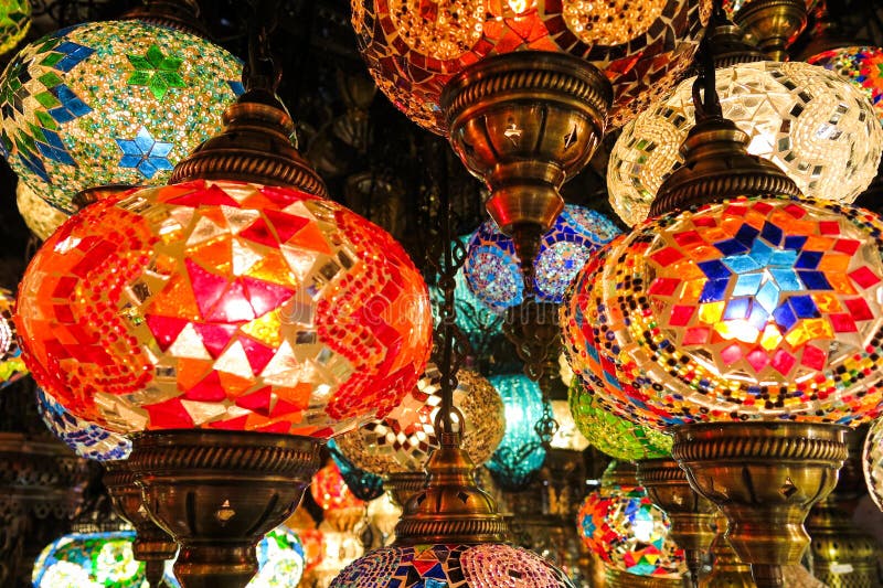 Crystal lamps for sale on the Grand Bazaar at Istanbul stock photography Crystal lamps for sale on the Grand Bazaar at Istanbul stock photography