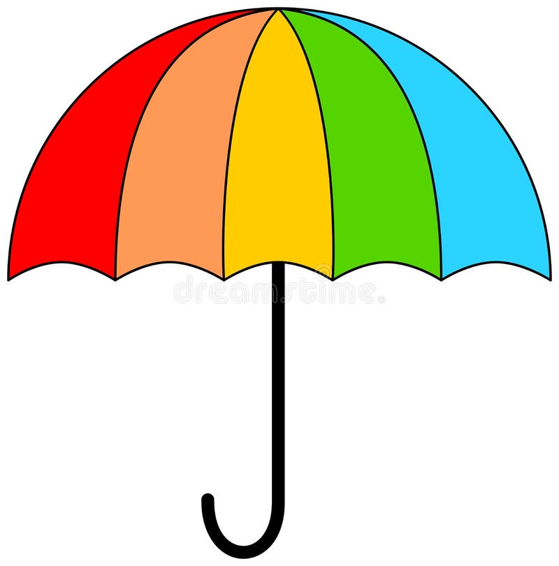 Cartoon Umbrella and Cloud with Rain. Vector Illustration Stock Vector -  Illustration of cloud, rainbow: 153216056