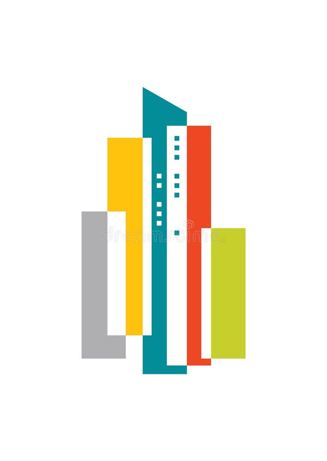 Colorful Unique Architectural City Building Tower Logo royalty free illustration