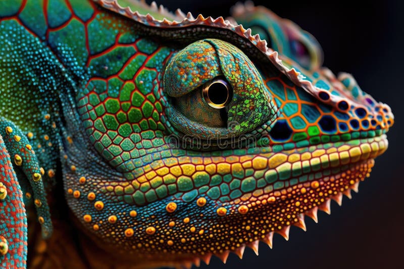 Colorful Up Close of a Chameleons Skin Stock Illustration Illustration of isolated, concept