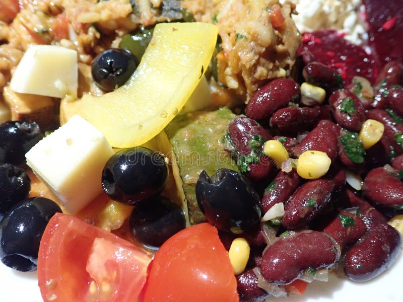 Various Vegetable Salads Mixed on a Plate Stock Photo Image of dish