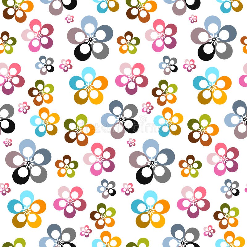 Colorful Vector Abstract Flowers Seamless Background